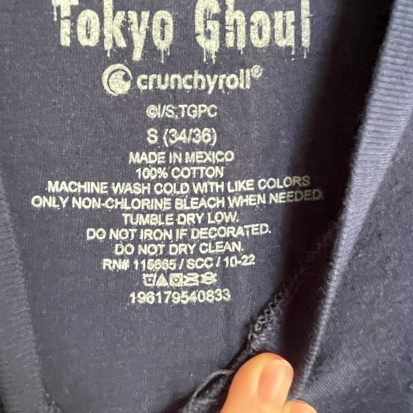 Tokyo Ghoul Mens Size Small Blue Kankei Split Face Short Sleeve Graphic T-Shirt - Picture 3 of 4